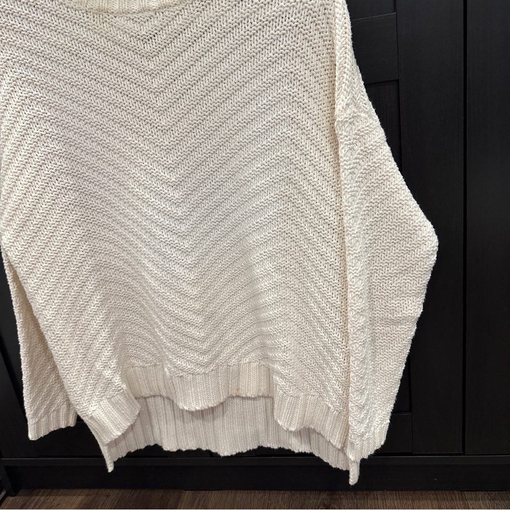 Roots Cotton Blend Knit Oversized Ivory Sweater Size XS Women’s - Picture 3 of 10
